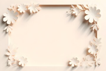 Obraz premium Elegant Paper Cut Out Flowers Frame Background with Pastel Colors and Copy Space