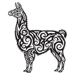 Stylized Llama Silhouette - Farm Animal and Peruvian Culture Symbol
