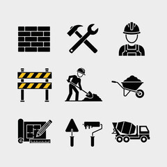 construction building industry icons set