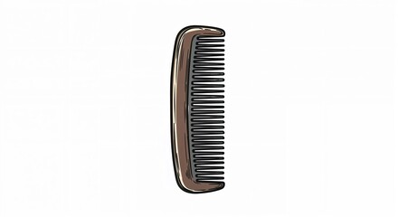 Wooden beard comb sketch isolated on white