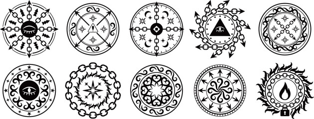 ダークな魔法陣10種セット　ブラック