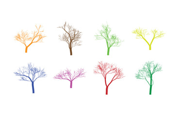 Colorful Silhouette Trees on a White Background Design Illustration