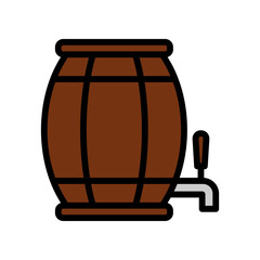 Wooden Barrel Beverage Cask With Tap: Rustic Vintage Beer Keg For Brewery And Bar