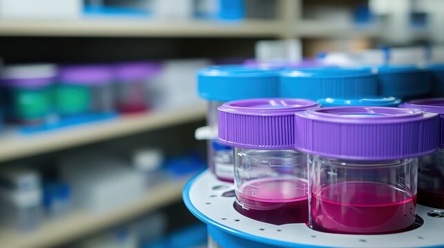Laboratory Centrifuge Tubes Filled with Colorful Liquids