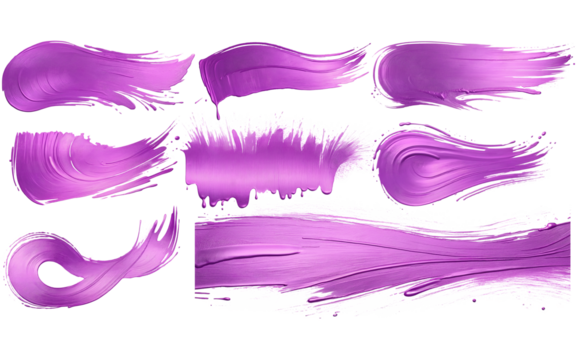 set of paint stroke smear on transparent background
