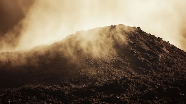 Piles of pulverized concrete dust coating a landscape