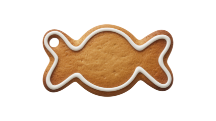 Whimsical candy shaped gingerbread cookie with smooth white icing perfect for festive designs and sweet treats
