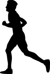silhouette of a man running isolated on white background
