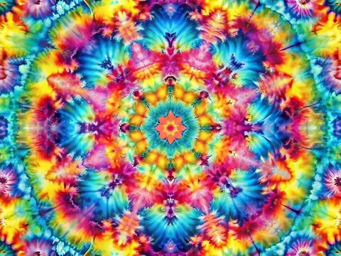 Colorful tie dye kaleidoscope - Powered by Adobe