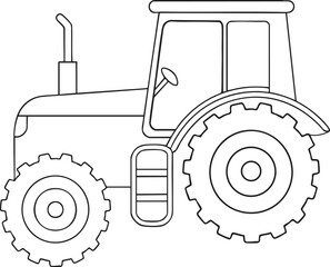 Classic farm tractor outline illustration ready for coloring and agricultural themed designs