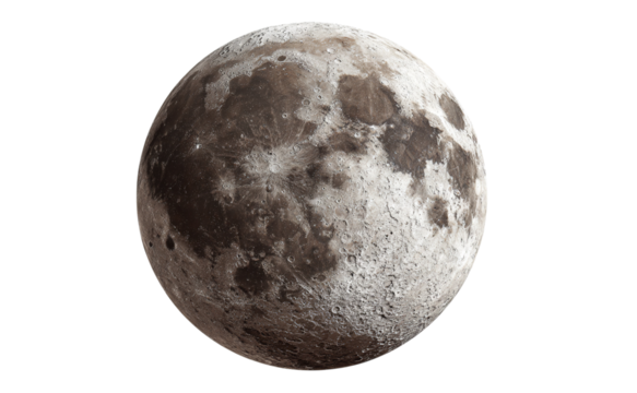 Detailed Moon Surface Texture isolated on a transparent background