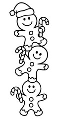 Stack of gingerbread men with candy canes, Christmas baking