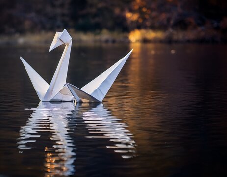 origami swan serenity a symbol of peace floating on water