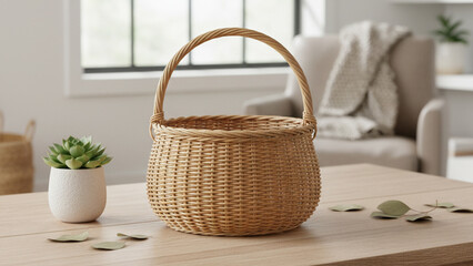 wicker basket on the table