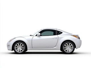 Isolated on White Background A sleek white sports car showcases modern design and performance on a clean background.