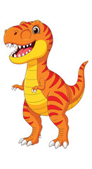 Cartoon orange tyrannosaurus rex is standing up