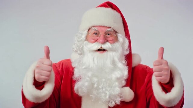 santa clause showing thumbs up gesture isolated over white background