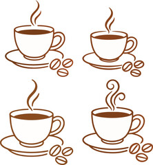 Minimalist Coffee Cup Illustration White Ceramic Mug with Steam Vector Design