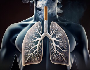 unhealthy sick lungs poor air quality with smoker s lung