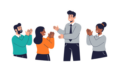 People Applauding A Man In Business Attire As A Sign Of Appreciation And Success