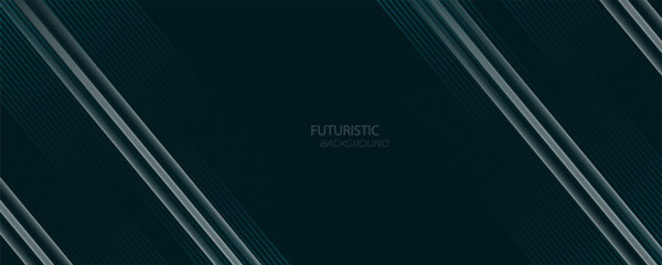 3D green techno abstract background overlap layer on dark space with glowing lines shape decoration. Modern graphic design element future style concept for web banner, flyer, card, cover, or brochure