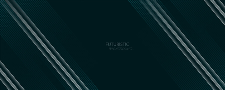 3D green techno abstract background overlap layer on dark space with glowing lines shape decoration. Modern graphic design element future style concept for web banner, flyer, card, cover, or brochure