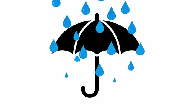 Animation showing the progression of an umbrella shielding from rainfall, a weather illustration