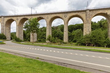 At the base of the Altenbekener viaduct, a double track limestone railway viaduct which spans the Beke valley