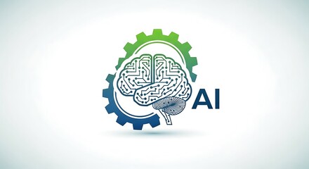 Artificial Intelligence Brain Gear Icon Concept Technology Innovation.