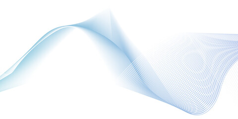 Dynamic minimal smoke sound blue line. Abstract glowing white blend line smooth flow soundwave curve energy gradient vector futuristic digital outline line science design.	