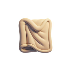 Abstract 3D Render of a Soft, Beige, Folded Fabric Shape on Background 3d render form isolated on a transparent background