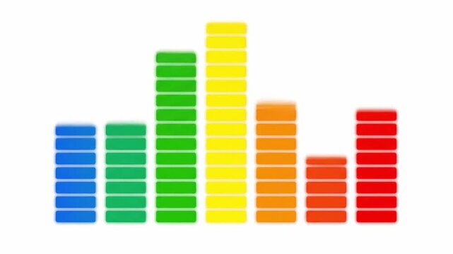 Dynamic colorful spectrum analyzer graphic for digital audio visualization and music analysis