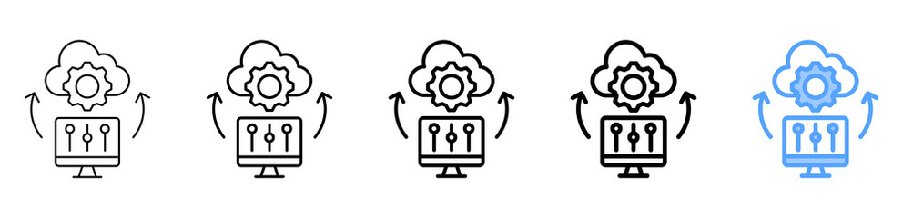 Cloud Control Icon Different Style Outline Collection Set 