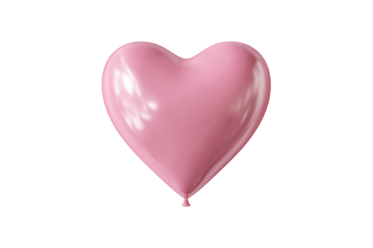 Pink Heart Balloon Floating Isolated on Transparent Background Romantic Celebration Decor - Powered by Adobe