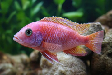 Vibrant Pink and Red Peacock Cichlid: A Stunning Aquarium Fish from Lake Malawi