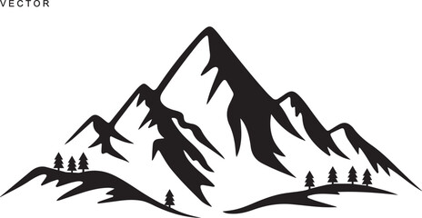 Mountain vector silhouette, icon, logo, illustration on white background