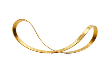 Elegant Gold Ribbon Curled on Transparent Background for Luxury and Jewelry Marketing