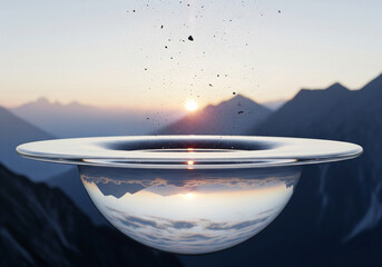 Abstract Bowl Reflecting Landscape Digital Concept
