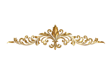 Elegant Gold Ornamental Design on Transparent Background for Decorative and Luxury Projects