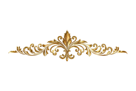 Elegant Gold Ornamental Design on Transparent Background for Decorative and Luxury Projects