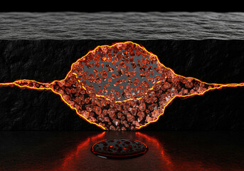 Glowing Gemstone Cavern Under Dark Rock