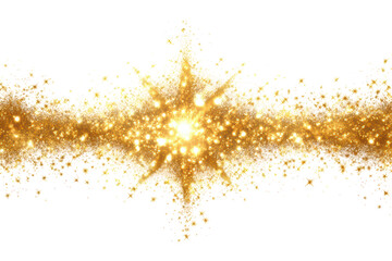 Golden Sparkling Glitter Explosion on Transparent Background Bright Festive Abstract Design