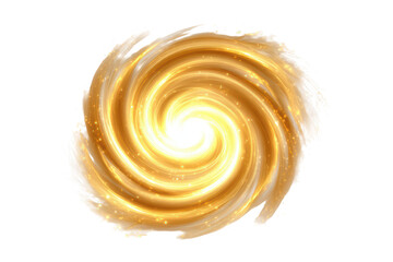 Vortex of Bright Golden Light Swirling in Space with Sparkles and Glowing Effect