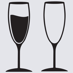 glasses silhouette vector art illustration,  glasses on white background