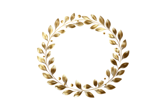 Elegant Gold Leaf Wreath on Transparent Background for Decorative or Festive Use