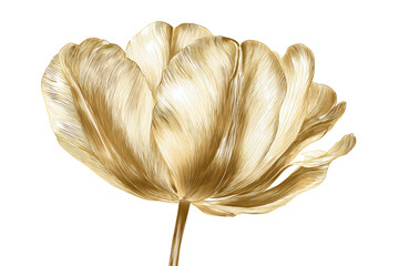 Elegant Gold Leaf Flower on Transparent Background for Luxury Decor or Artistic Design
