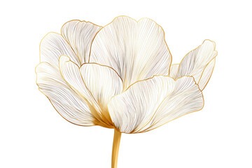 Elegant White Flower with Detailed Petals on Transparent Background for Artistic Floral Illustration