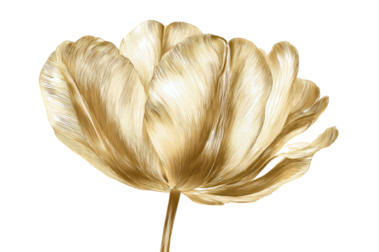 Elegant Gold Leaf Flower on Transparent Background for Luxury Decor or Artistic Design