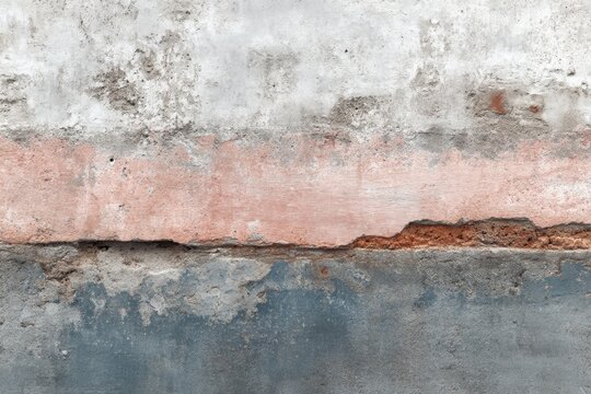 Old wall with peeling paint and damaged plaster showing brickwork, abstract texture of aging architecture - Powered by Adobe