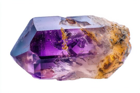 Stunning Ametrine Gemstone from Anahi Mine, Bolivia - Isolated Natural Crystal on Elegant White Background